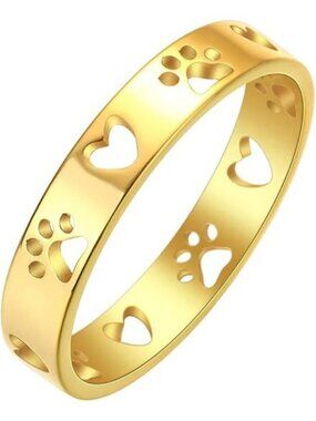 Paw Heart Cool Family Ring Lovely Gold Ring Sterling Gold